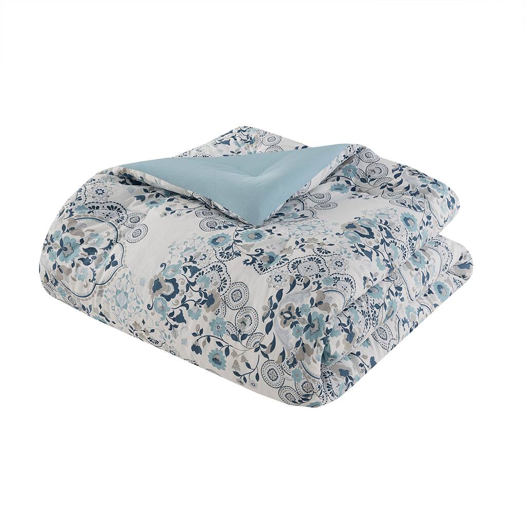 Alt View 3. Gracie Mills - Gracie Mills Candice 3 Piece Floral Printed Cotton Comforter Set - Blue.