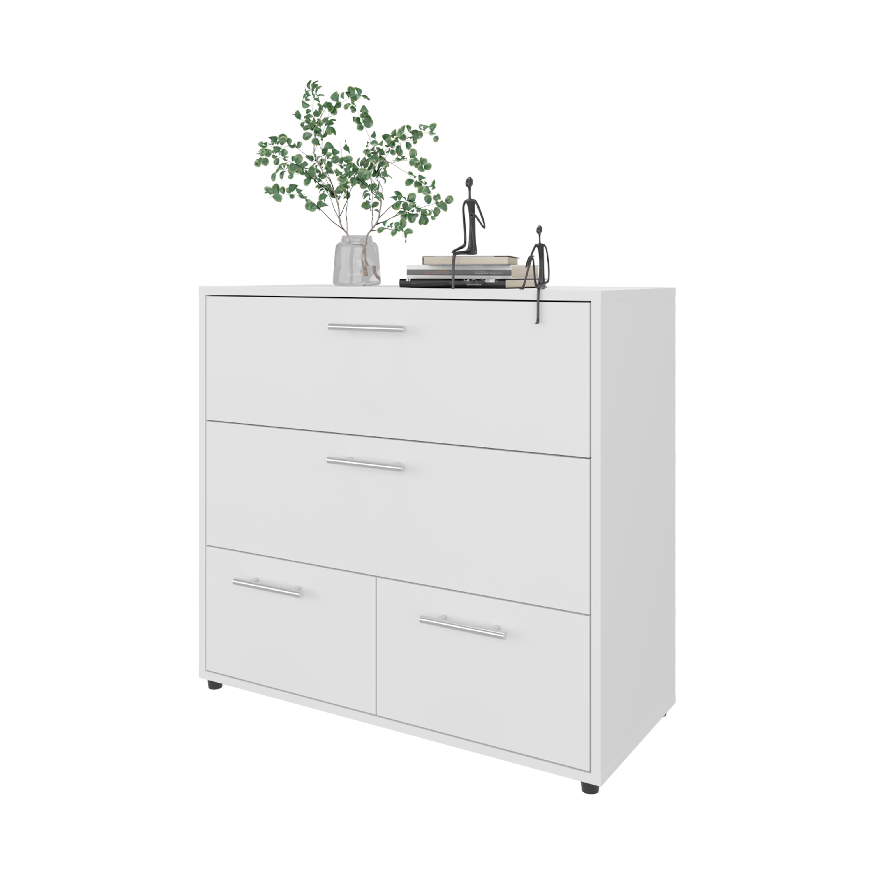 Left. TinyHomie - White Dresser with 4 Spacious Drawers - White.