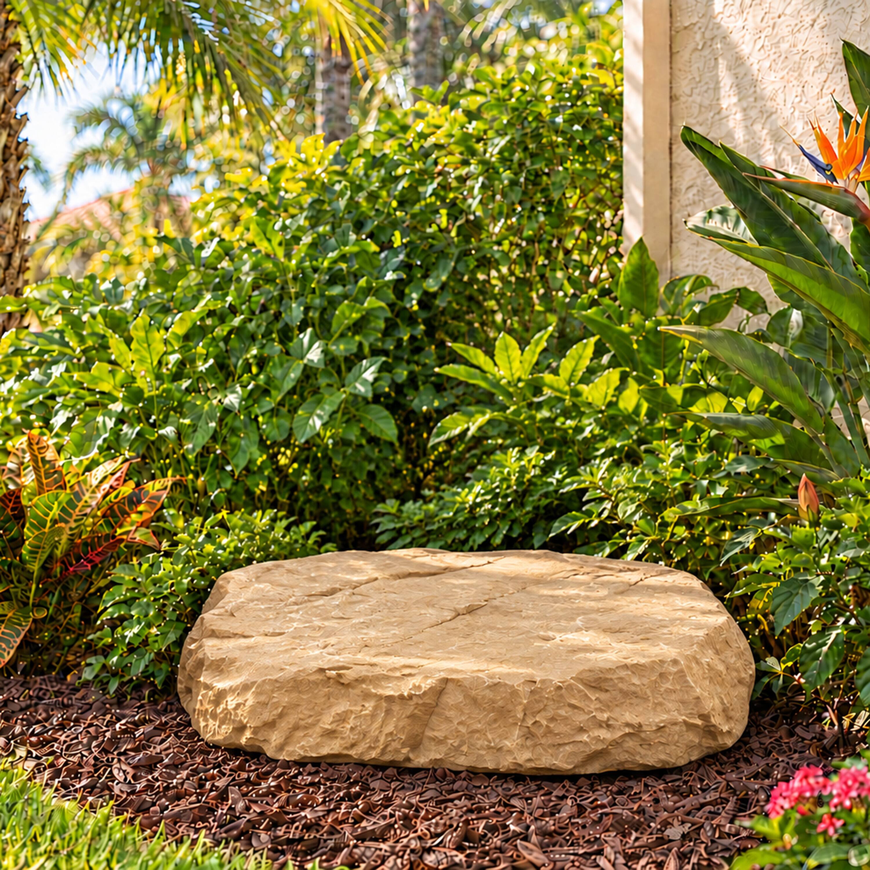 Alt View 9. Sunnydaze - Set of 2 Flat Artificial Landscape Rocks with Stakes - Sand.