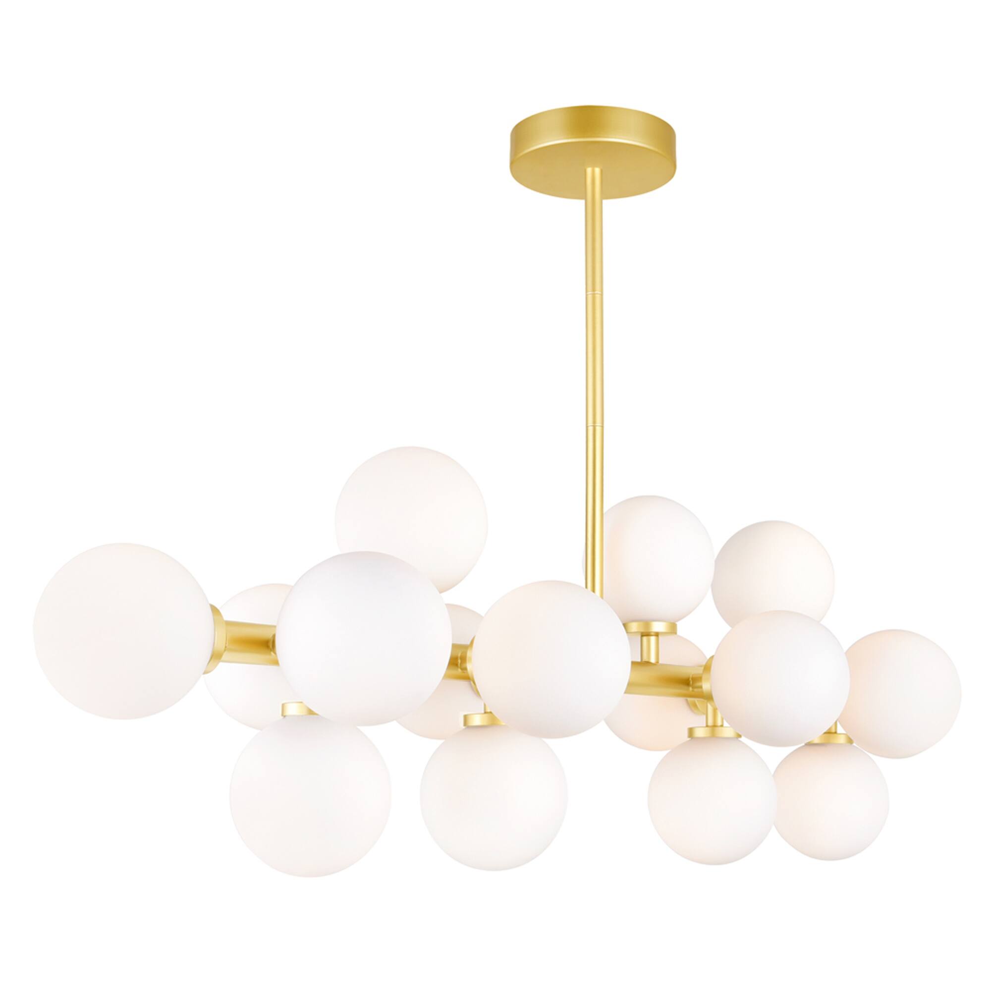 Left. CWI Lighting - Arya 16 Light Chandelier With Satin Gold Finish - Satin Gold.