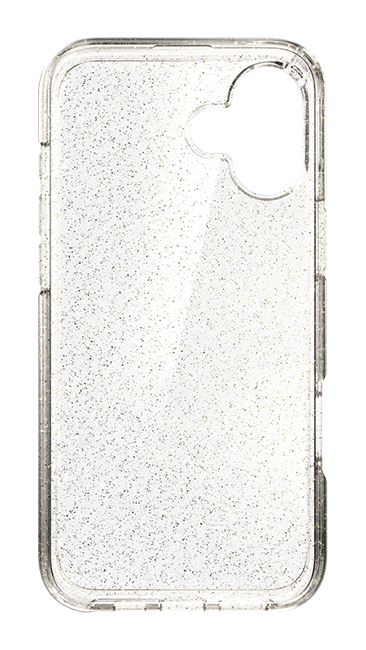 Angle. AT&T - AT&T Essentials Edge Pro Case - iPhone 16 Plus - Clear Glitter.