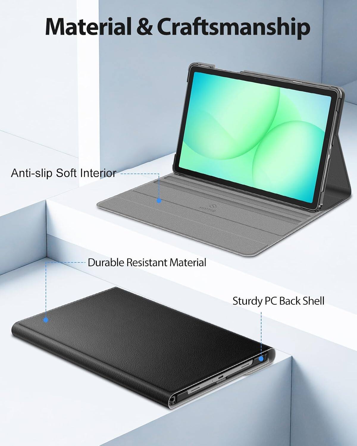 Material & Craftsmanship

- Anti-slip Soft Interior
- Durable Resistant Material
- Sturdy PC Back Shell