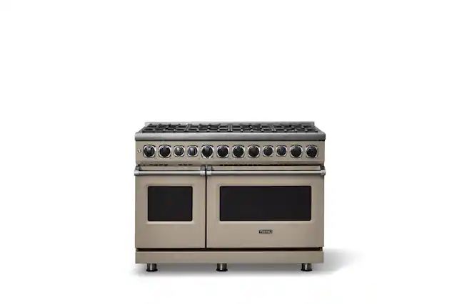 Front. Viking - 48 in. Wide 8 Burner Dual Fuel Frestanding Sealed Buner Frestanding Range - Nantucket.