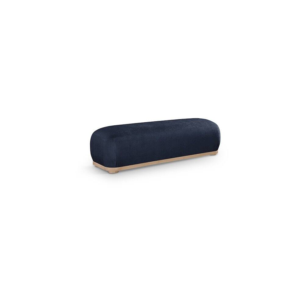 Front. Meridian Furniture - Calum Navy Chenille Fabric Bench - Blue.