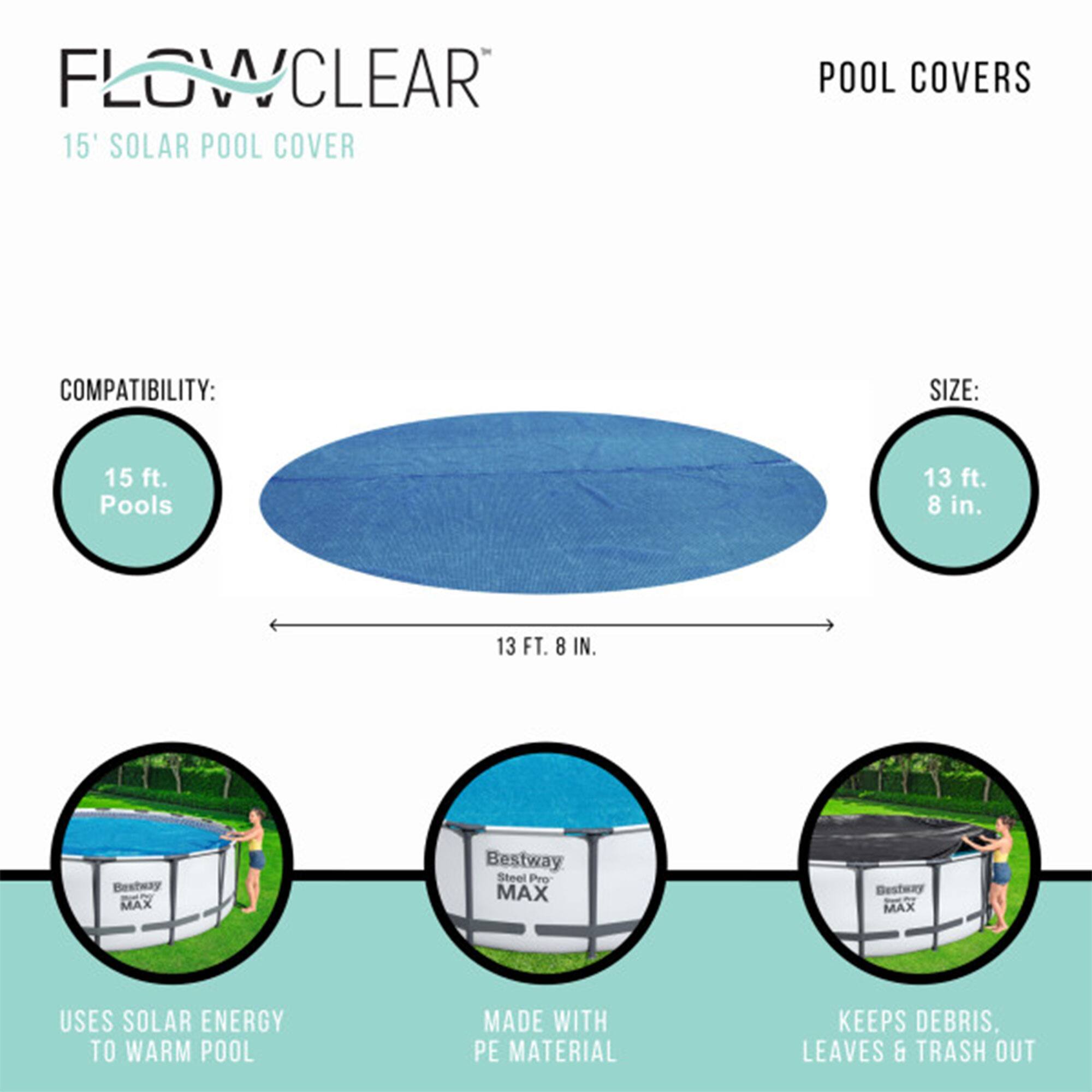 FLOWCLEAR 15' SOLAR POOL COVER

POOL COVERS

COMPATIBILITY:
15 ft. Pools

SIZE:
13 ft. 8 in.

USES SOLAR ENERGY TO WARM POOL
MADE WITH PE MATERIAL
KEEPS DEBRIS, LEAVES & TRASH OUT