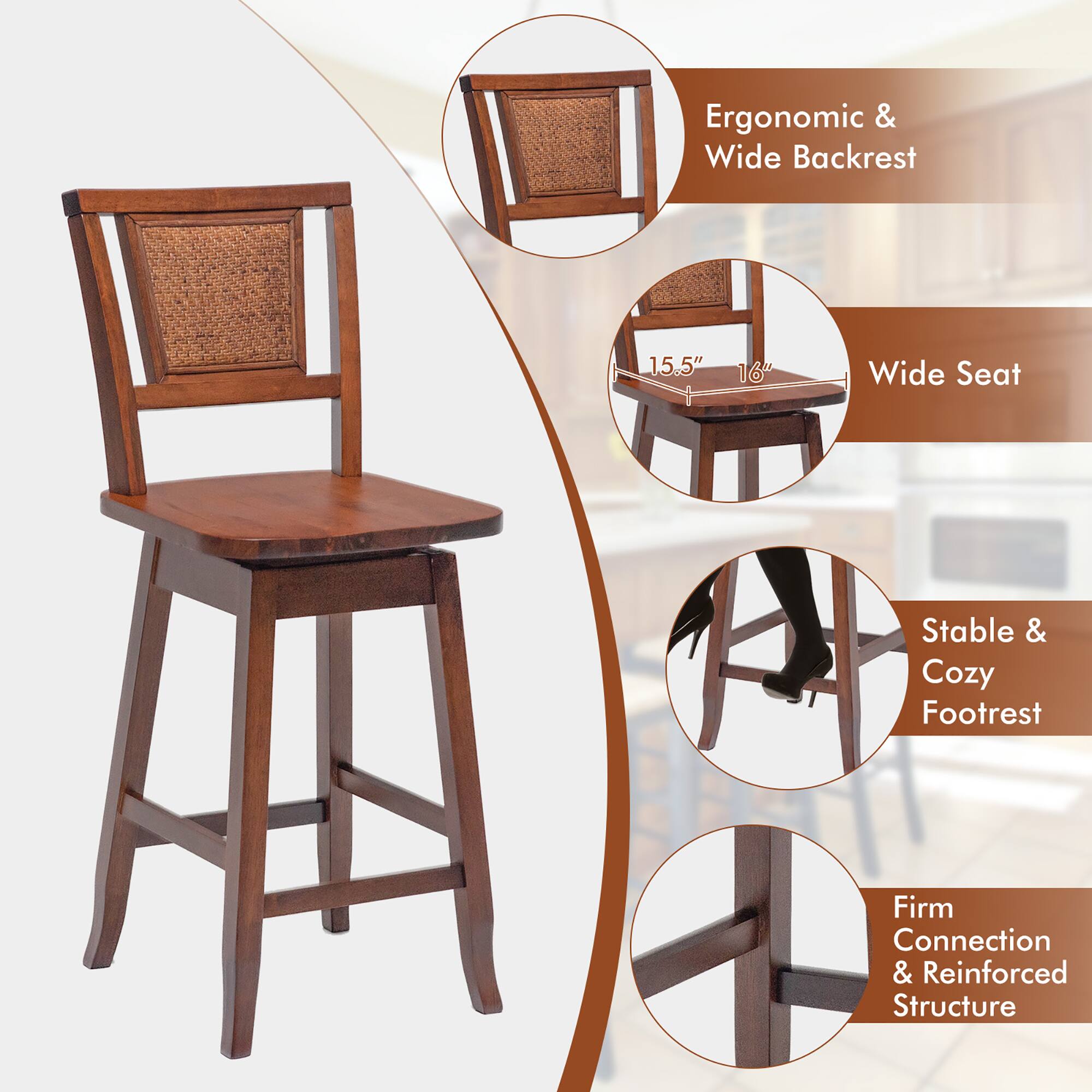 - Ergonomic & Wide Backrest
- Wide Seat (15.5" x 16")
- Stable & Cozy Footrest
- Firm Connection & Reinforced Structure