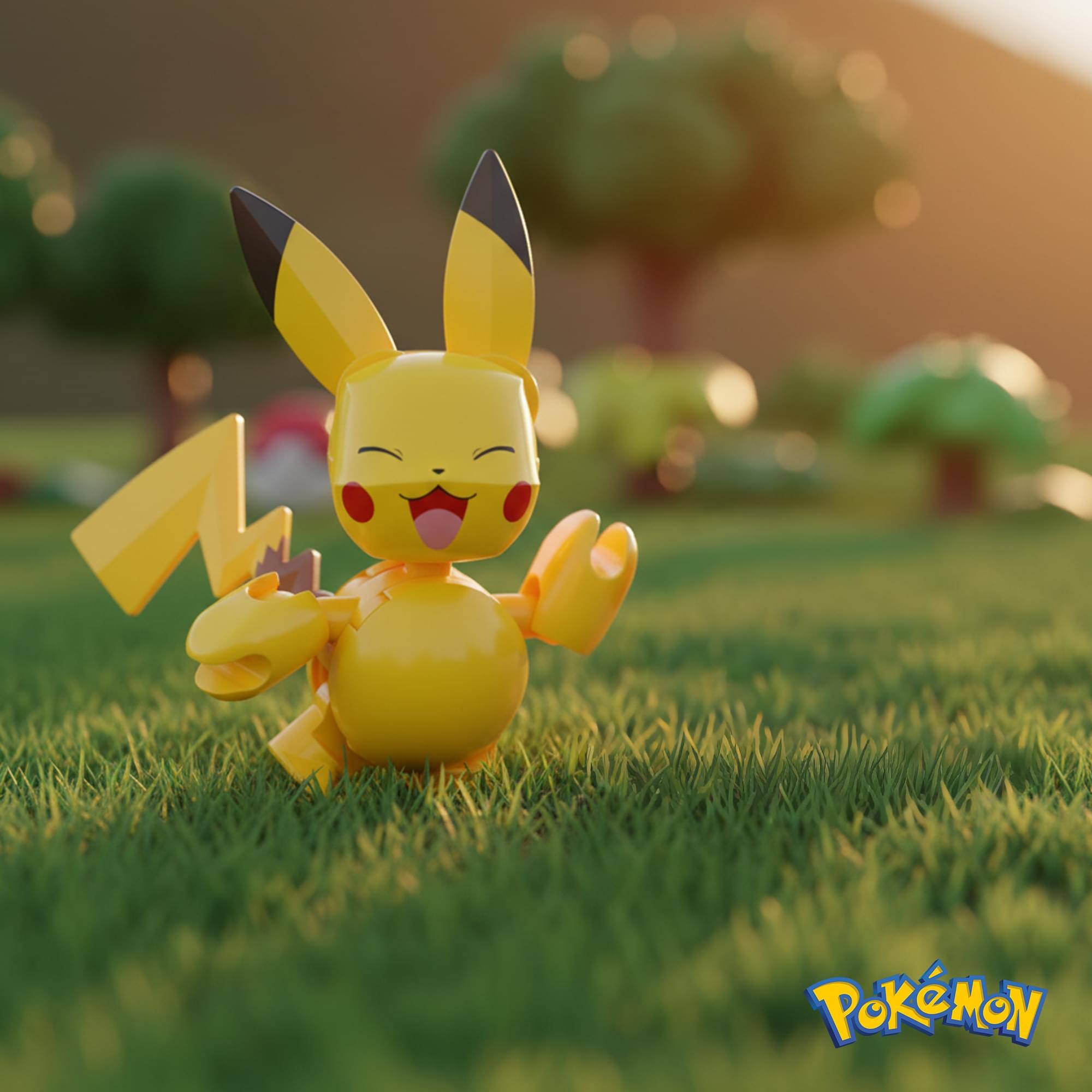 Alt View 4. Mattel - Pokemon Mega Construx Poke Ball 16-Piece Building Set | Pikachu - Yellow.