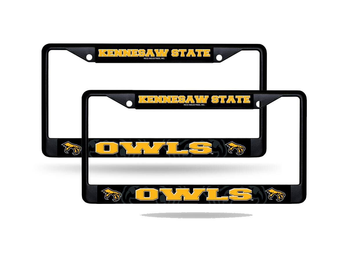 Kennesaw State Owls Black Metal License Plate Frame - Set of 2 Frames