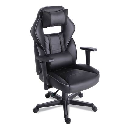 Front. Alera - Racing Style Ergonomic Gaming Chair, Supports 275 lb, Black/Gray Trim Seat/Back, Black/Gray Base - Black.