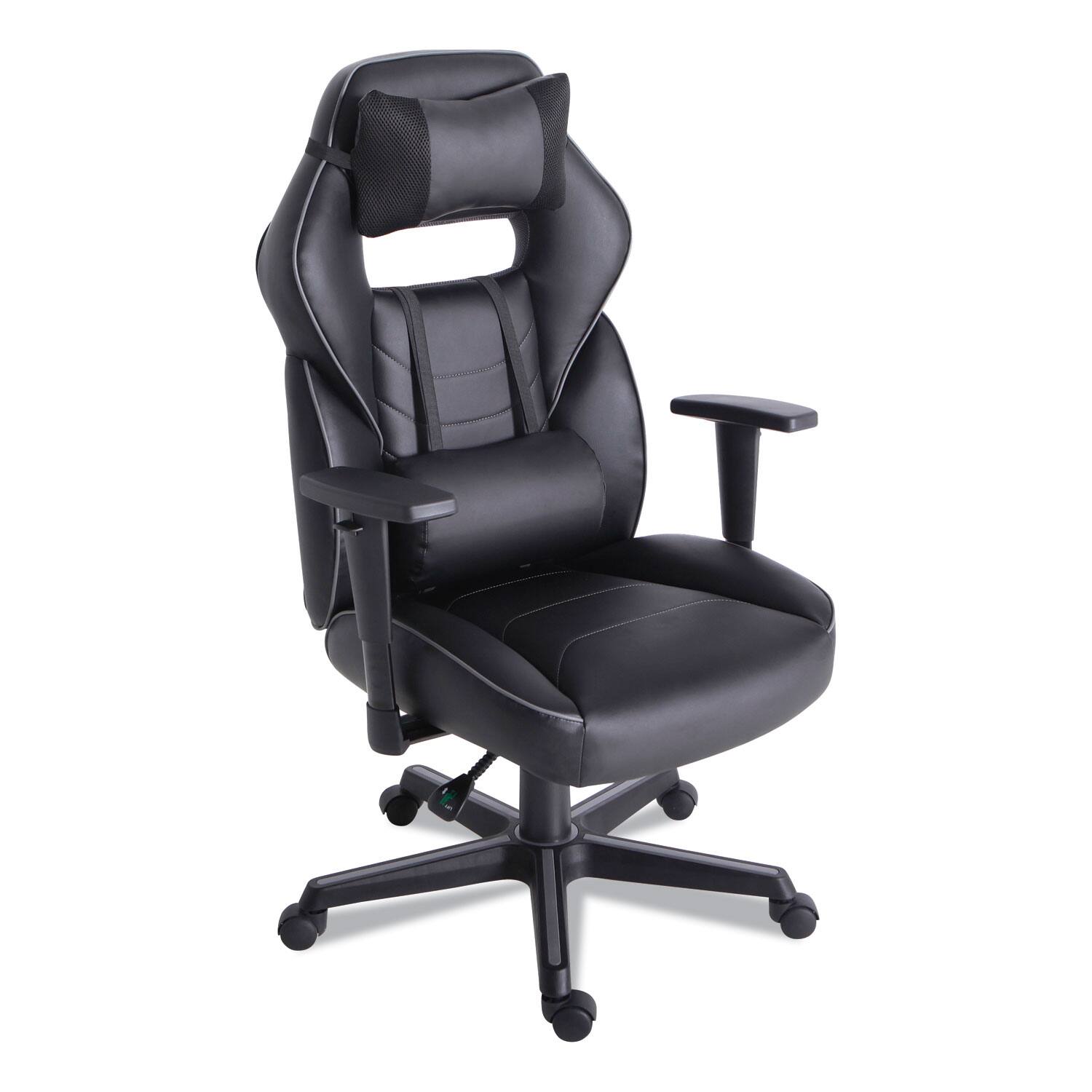 Front. Alera - Racing Style Ergonomic Gaming Chair, Supports 275 lb, Black/Gray Trim Seat/Back, Black/Gray Base - Black.