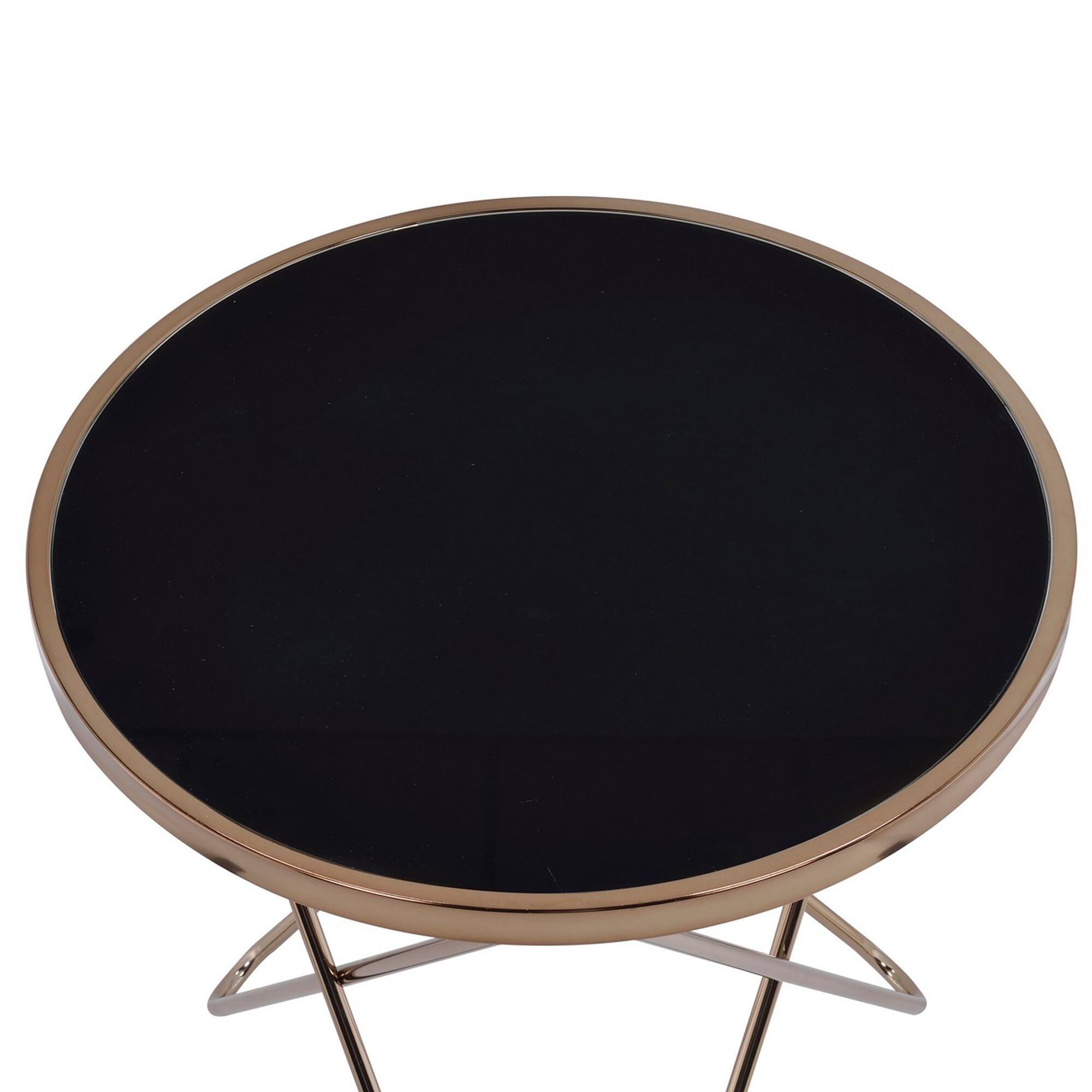 Alt View 1. Manhattan Lane - Valora End Table - Black Glass & Gold.