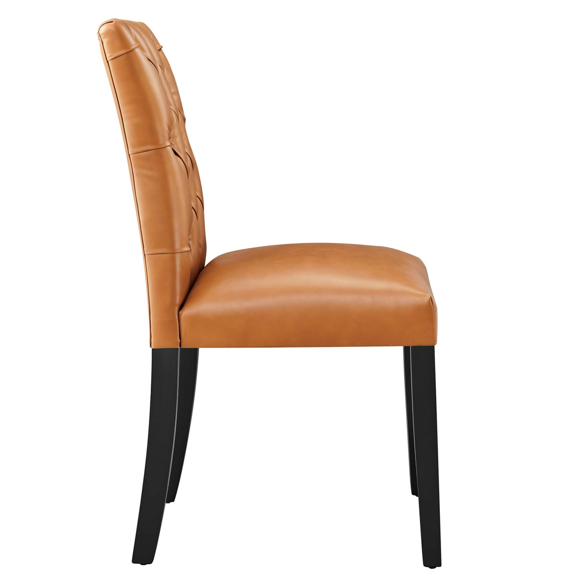 Left. Modway - Duchess Button Tufted Vegan Leather Dining Chair by Modway - Brown.