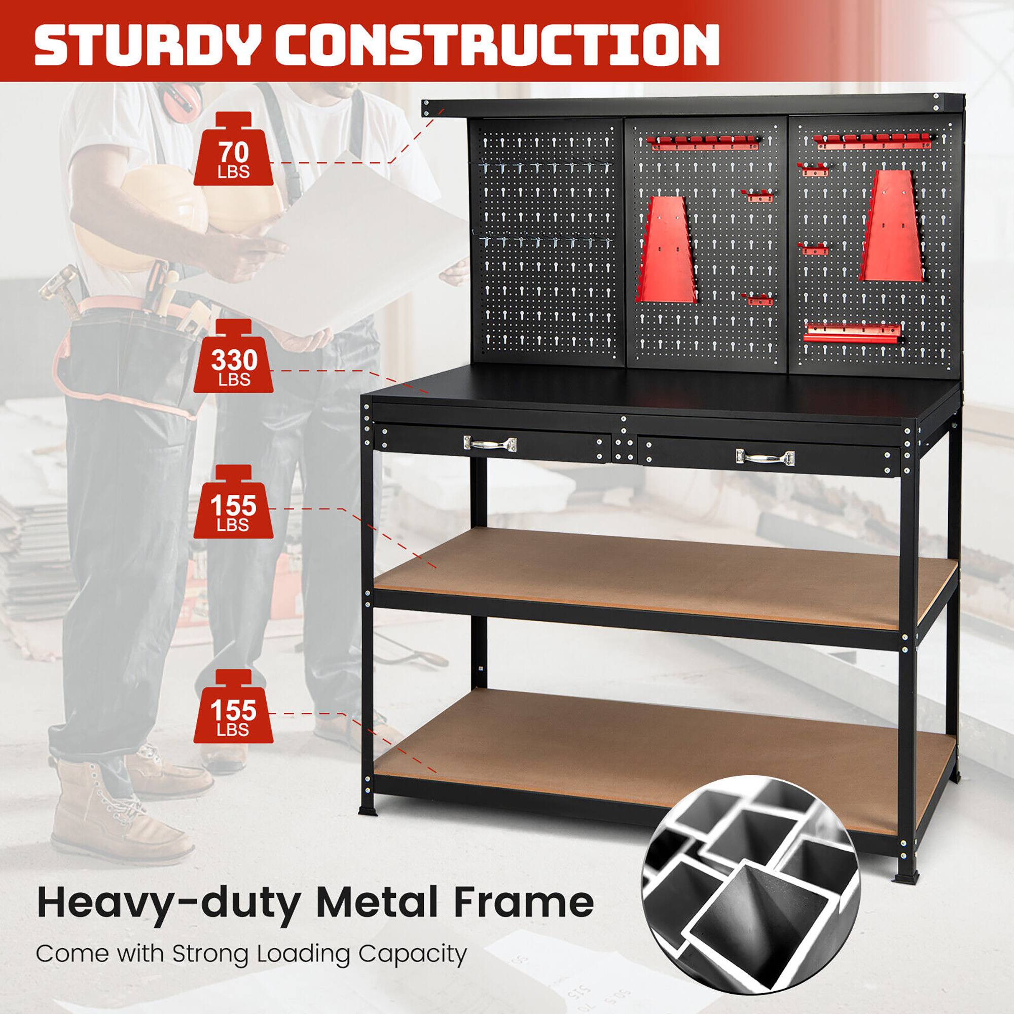 STURDY CONSTRUCTION

70 LBS  
330 LBS  
155 LBS  
155 LBS  

Heavy-duty Metal Frame  
Come with Strong Loading Capacity