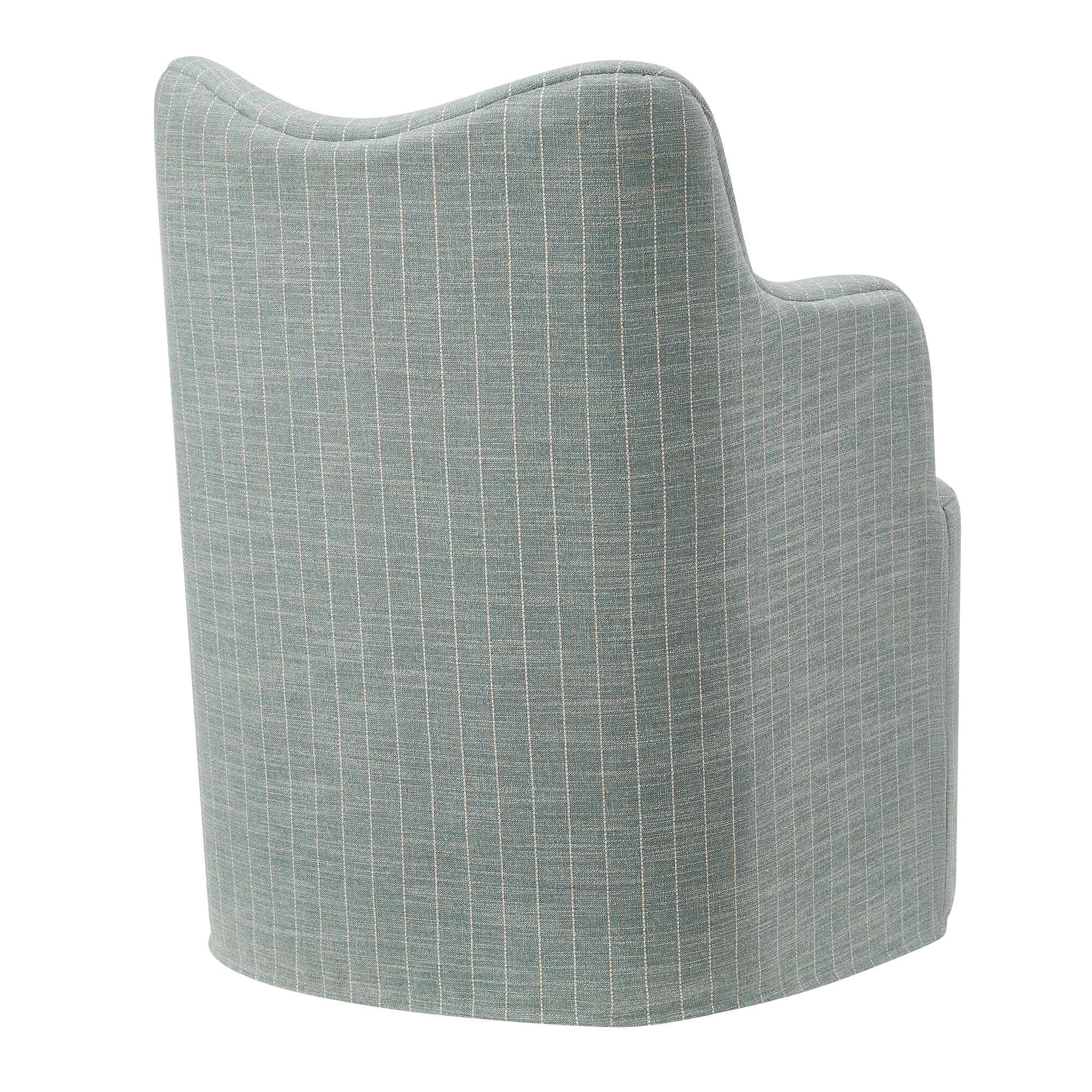 Alt View 3. Modway - Cordelle Linen Blend Swivel Dining Chair by Modway - Spa Blue Stripe.