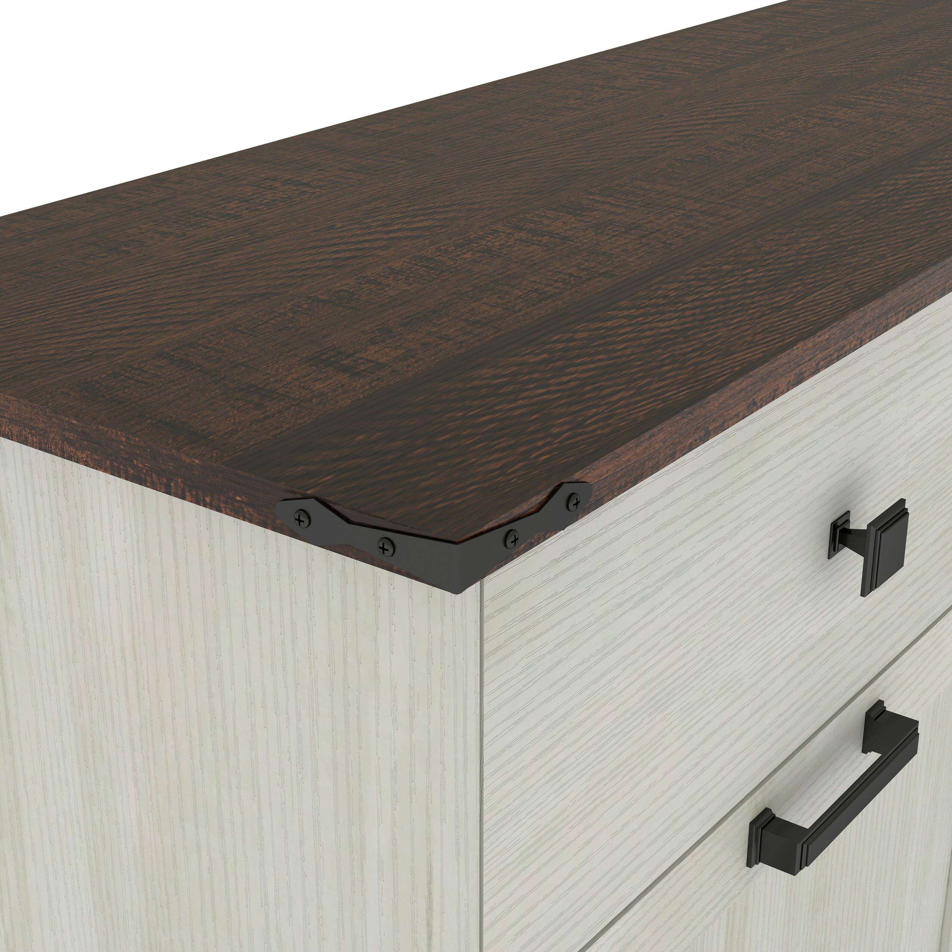 Alt View 8. GOODSILO - Double Tilt Out Trash Cabinet - Farmhouse Style Kitchen Recycling Cabinet with Drawer - Brown + Antique White.