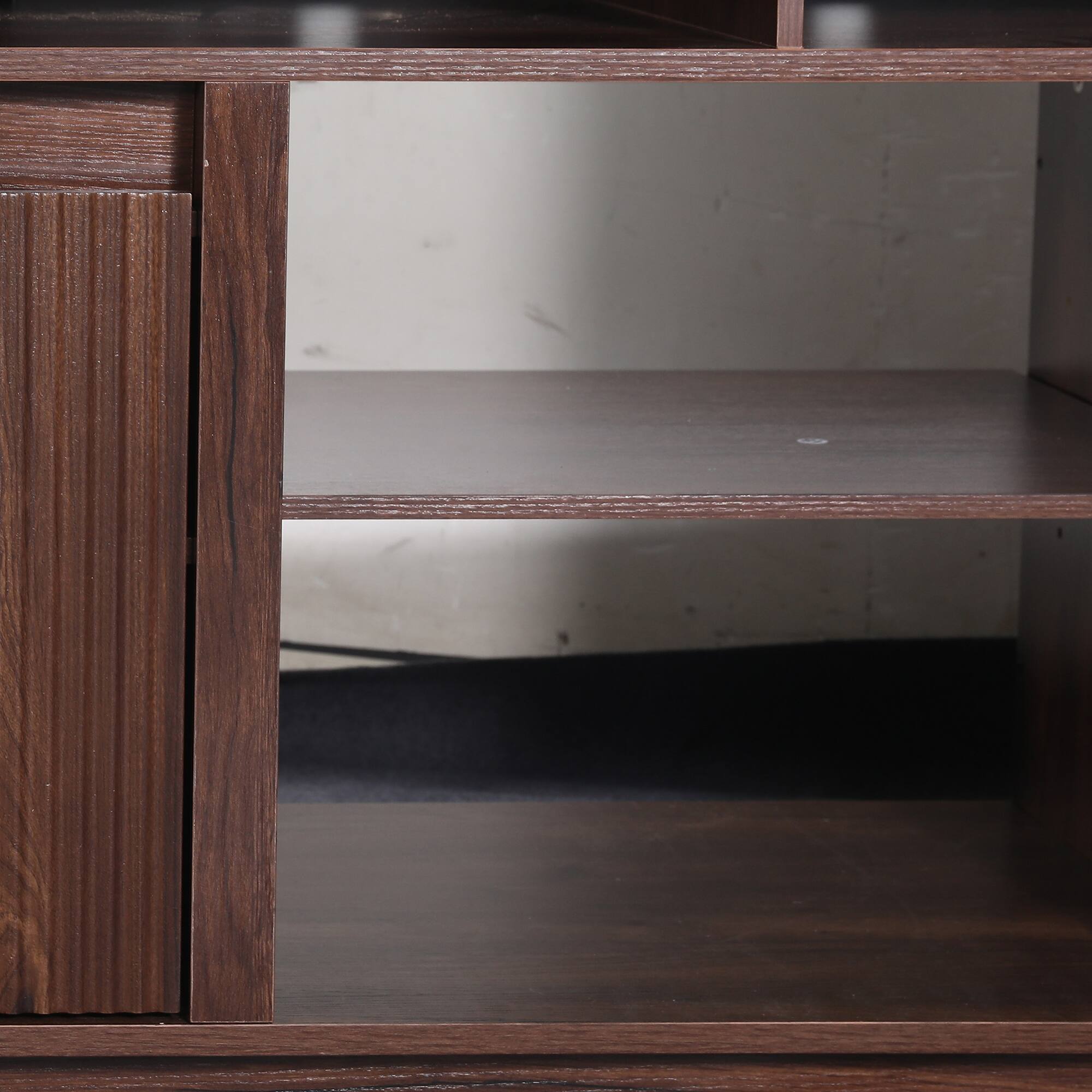 Alt View 6. Ihomeadore - 47" Farmhouse Fluted Corner TV Stand, Media Console with Storage Shelves and Cable Management for TVs Up To 55" - Dark brown.