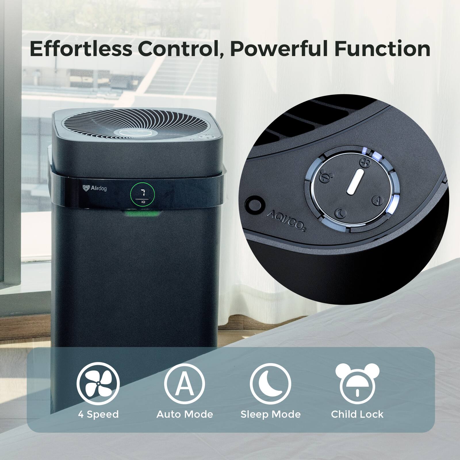 Airdog X5+ Air Purifier for Large Rooms up to 1600 Ft²,Washable