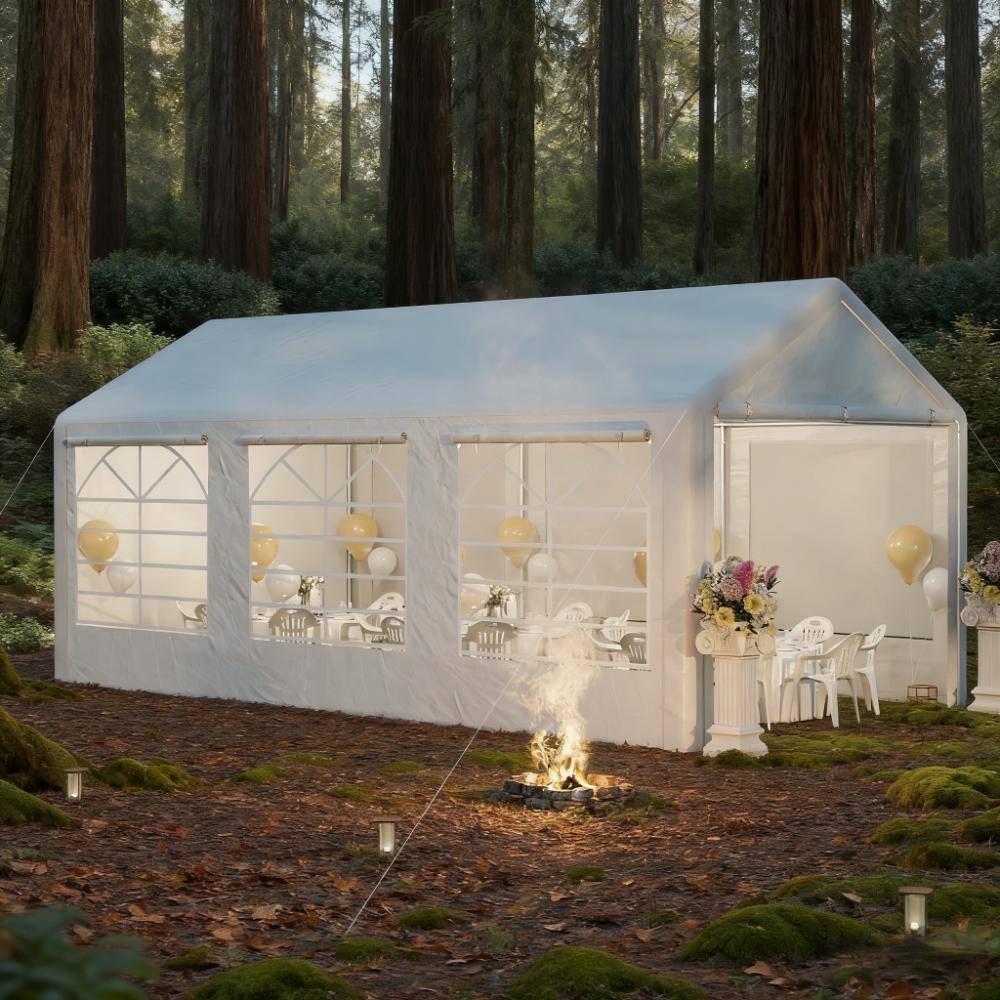 Front. Tiramisubest - 10' x 20' Heavy Duty Party Tent with Waterproof Canopy for Outdoor Events and Gatherings - White.
