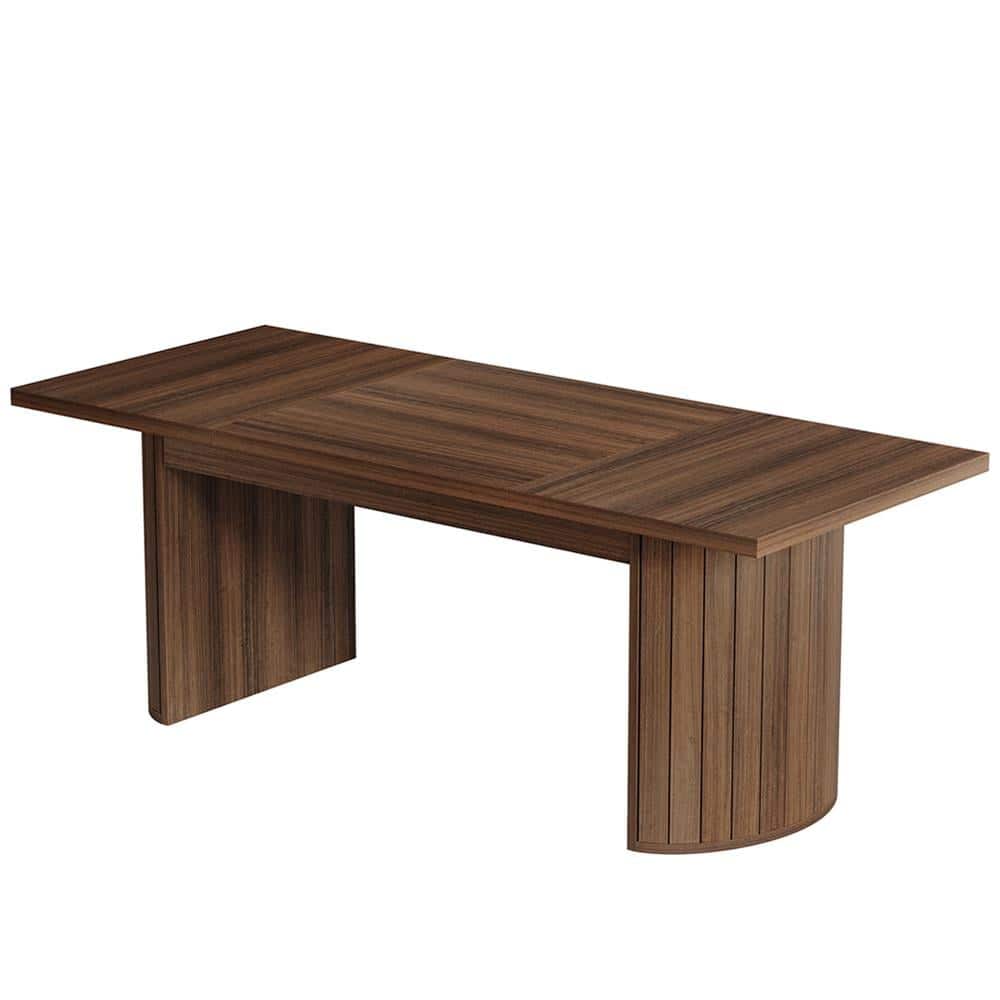 Kadyn - End Table,Dining Table, Living Room Table,78.7" Dining Table, Farmhouse Kitchen Table With Dual Base - Brown