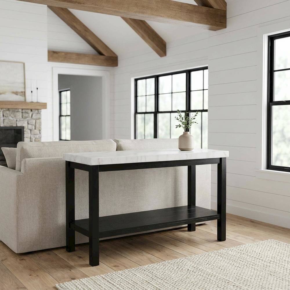 Alt View 4. FurniFact - Rectangle Sofa Table - White.