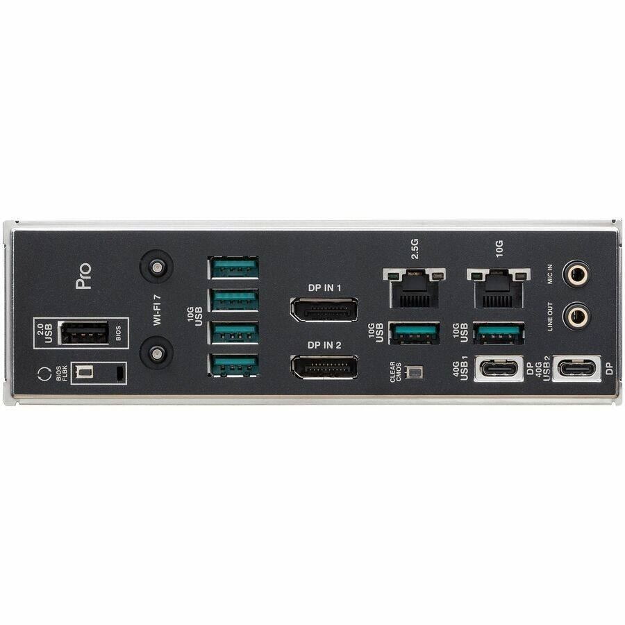 2.0 USB C soIe FLUK Pro BIOS 7 WI-FI7 10G USB DP IN 1 DP IN 2 10G USB CLEAR CMOS 2.5G 10G USB - 40G USB 10G iN MIC OUT LINE DP 40G USB