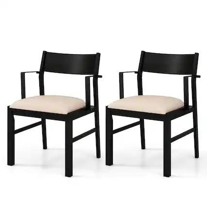 Front. Sugift - Dining Chair with Contoured Backrest and Padded Seat Set of 2 - Dark Brown.