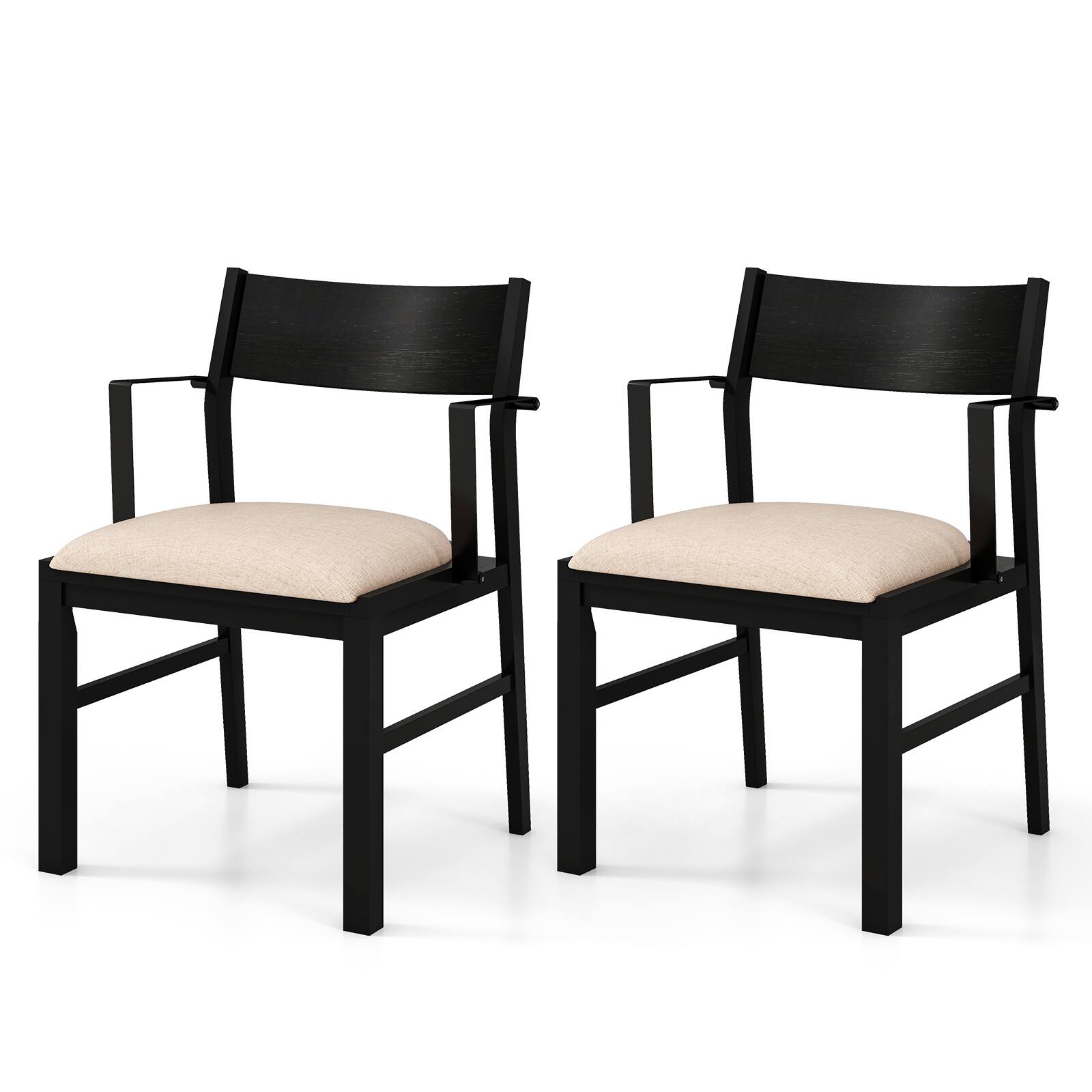 Front. Sugift - Dining Chair with Contoured Backrest and Padded Seat Set of 2 - Dark Brown.