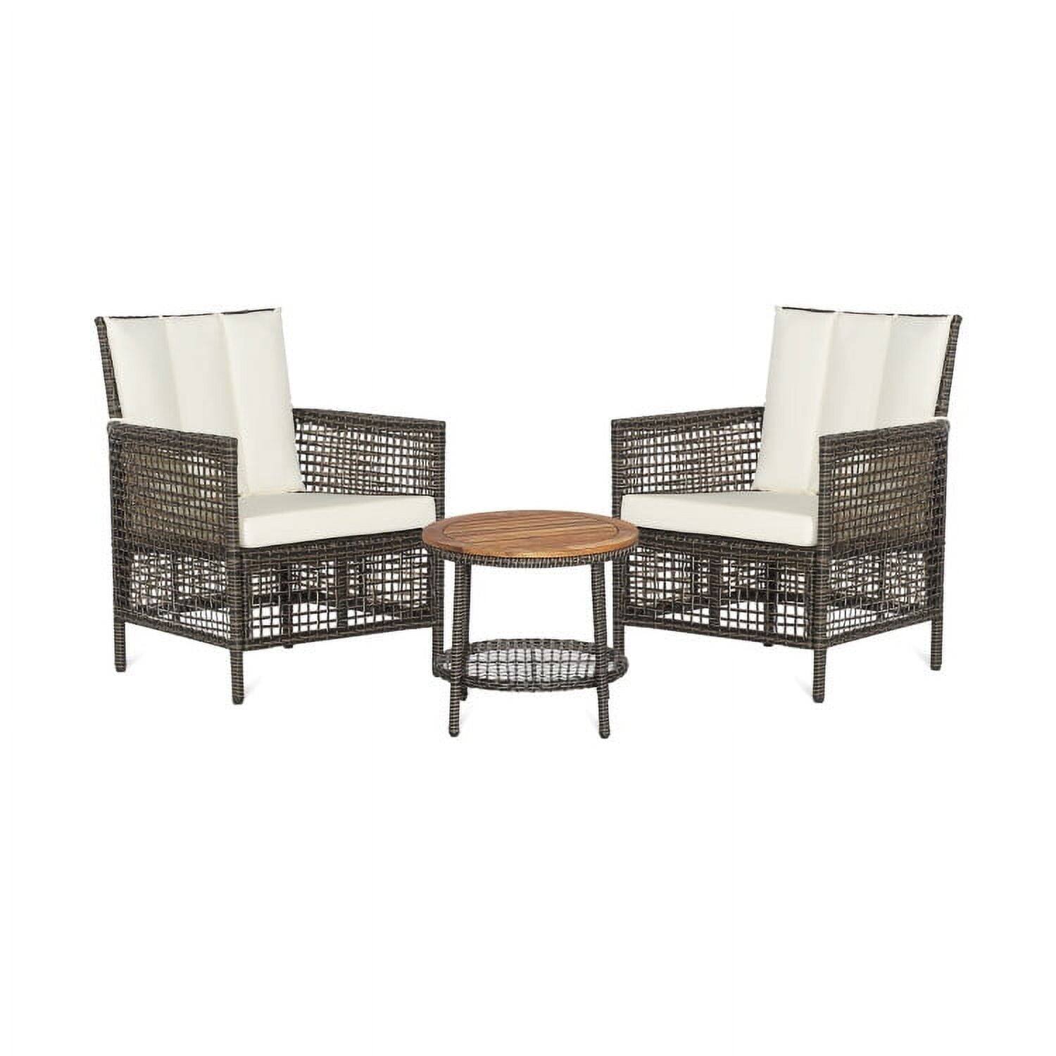 Front. Kadyn - 7 Pcs Patio Rattan Cushioned Conversation Furniture Set, Patio Conversation Sets with Cushions and Armrest - White.