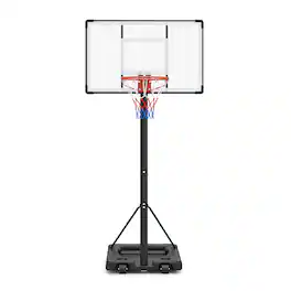 Gymax - 10 FT Portable Basketball Hoop w/ Shock Absorbent Rim Fillable Base for Adults - Black