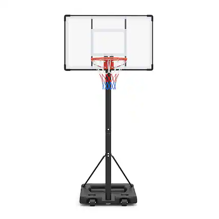 Front. Gymax - Gymax 10 FT Portable Basketball Hoop w/ Shock Absorbent Rim Fillable Base for Adults - Black.