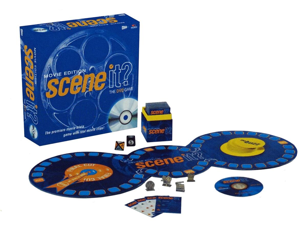 Sure, here is the corrected and grouped text from the image:

---

**Scene It? Movie Edition**

**The DVD Game**

**The premiere movie trivia game with real movie clips!**

---

**Scene It?**

**The DVD Game**

**Movie Edition**

**The premiere movie trivia game with real movie clips!**

---

**Scene It?**

**The DVD Game**

**Movie Edition**

**The premiere movie trivia game with real movie clips!**

---

**Scene It?**

**The DVD Game**

**Movie Edition**

**The premiere movie trivia game with real movie clips!**

---

**Scene It?**

**The DVD Game**

**Movie Edition**

**The premiere movie trivia game with real movie clips!**

---

**Scene It?**

**The DVD Game**

**Movie Edition**

**The premiere movie trivia game with real movie clips!**

---

**Scene It?**

**The DVD Game**

**Movie Edition**

**The premiere movie trivia game with real movie clips!**

---

**Scene It?**

**The DVD Game**

**Movie Edition**

**The premiere movie trivia game with real movie clips!**

---

**Scene It?**

**The DVD Game**

**Movie Edition**

**The premiere movie trivia game with real movie clips!**

---

**