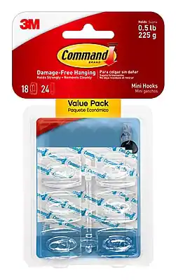 Command - Damage Free Mini Hook, 0.5 lb, 18/Pack (17006CLR-18ES) - Clear