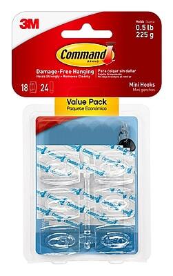 Command - Damage Free Mini Hook, 0.5 lb, 18/Pack (17006CLR-18ES) - Clear