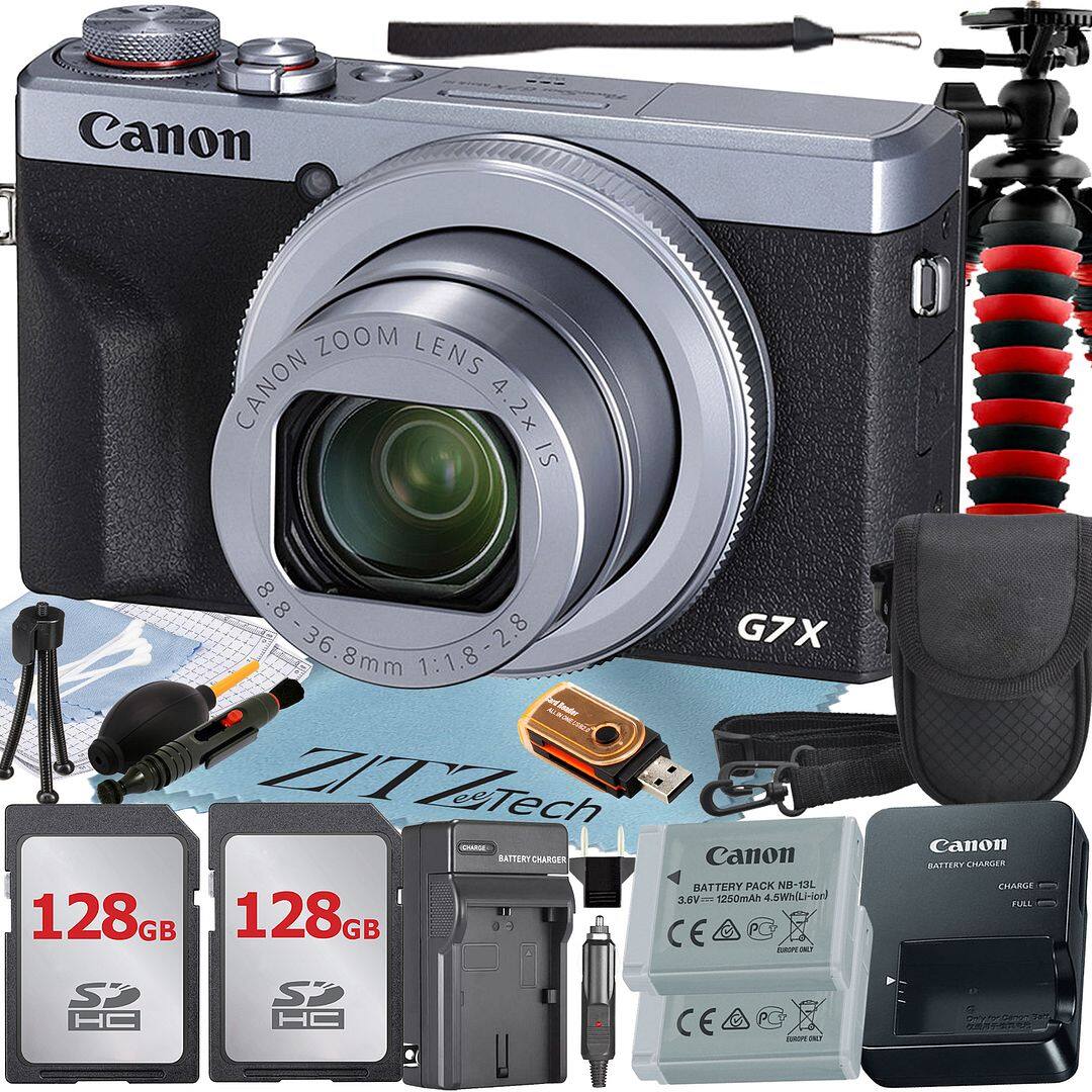 Canon - PowerShot G7 X Mark III Digital Camera with 2x 128GB Card + ZeeTech Pro Bundle (International Version) - Silver
