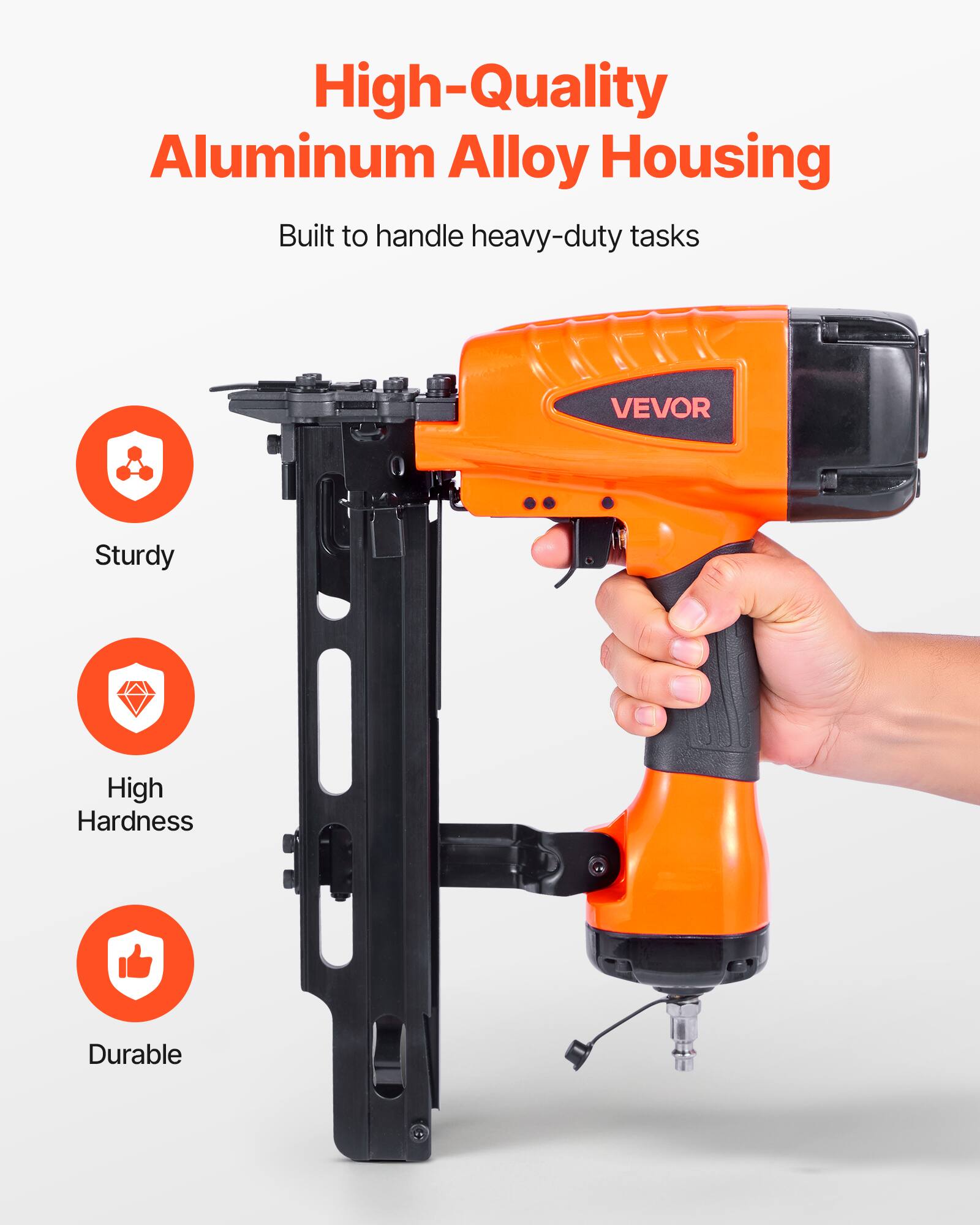 High-Quality Aluminum Alloy Housing  
Built to handle heavy-duty tasks  

Sturdy  
High Hardness  
Durable