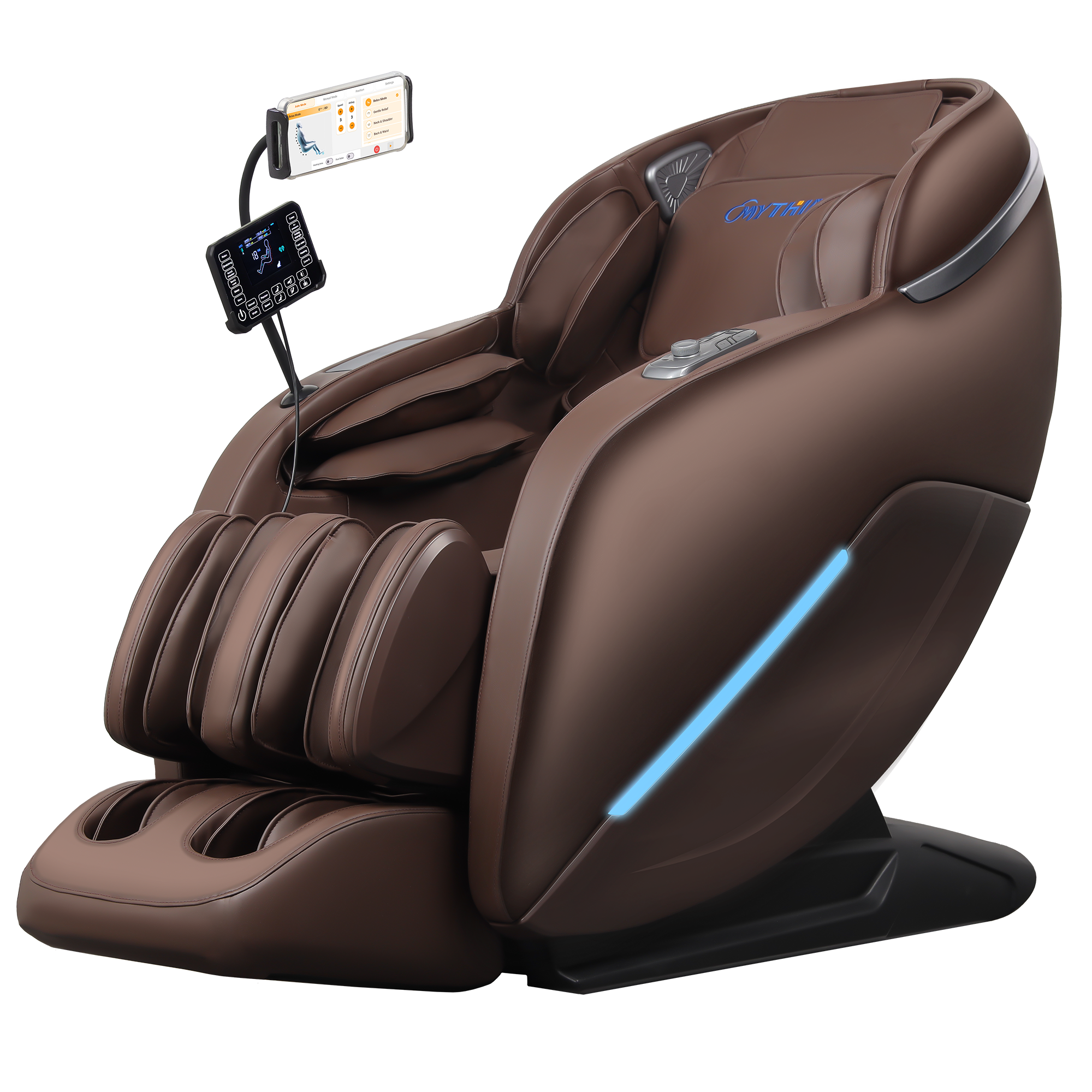 MassaMax - Mythia 2026 Full Body Massage Chair,Zero Gravity with Heat Therapy,Foot Roller Massage - Brown