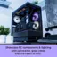 The image features a close-up view of a computer tower with its components displayed. The components are arranged in a visually appealing manner, showcasing the internal structure of the PC. The panoramic glass view allows for a unique perspective into the heart of the computer, providing an interesting and engaging visual experience.