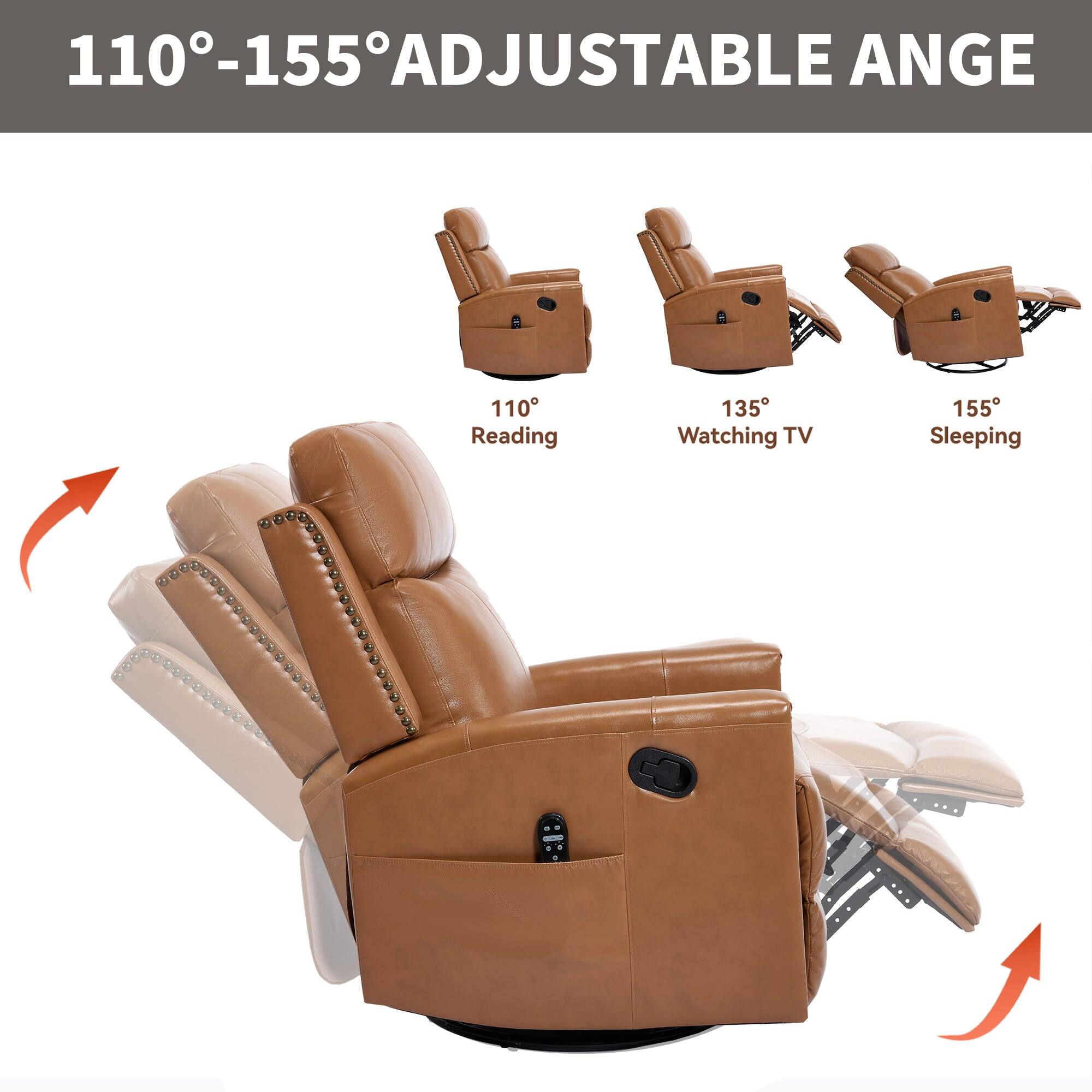110°-155° ADJUSTABLE ANGLE

110° Reading  
135° Watching TV  
155° Sleeping