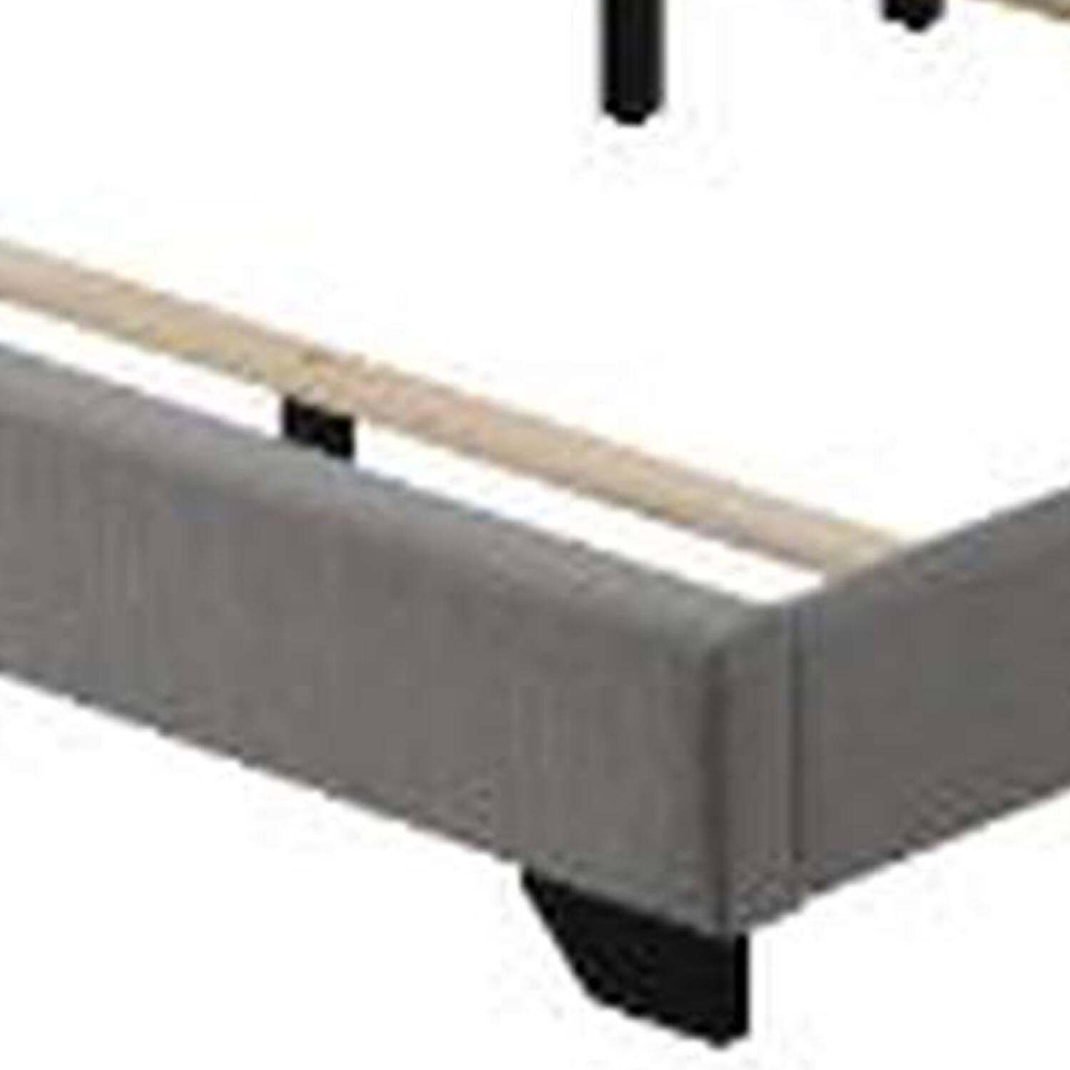 Alt View 3. Manhattan Lane - Queen Size Bed with Fabric Upholstery and Nailhead Accent, Gray - Gray.