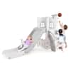 Front. Costway - Costway 6 in 1 L-shaped Toddle Slide for Toddlers Age 1-3 Baby Slide with Basketball Hoop - Multicolor.