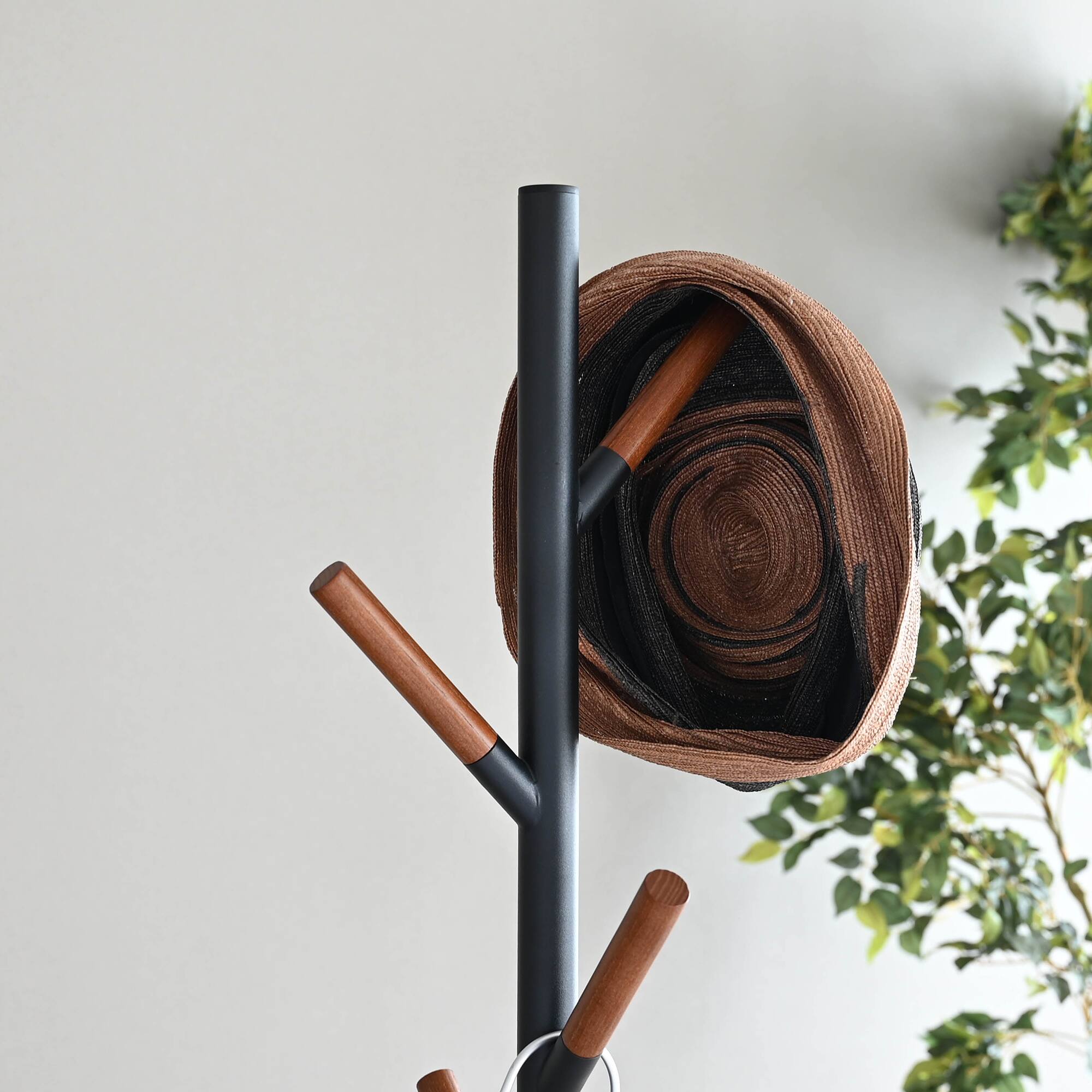Left. Yamazaki Home - Coat Rack (70" H)  - Steel - Black.