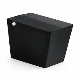 RYHNUYNE - Square Smart Bidet Toilet, Built-in Tank Remote Foot Touch Auto Flush Heated Seat LED Display User Memory - Matte Black