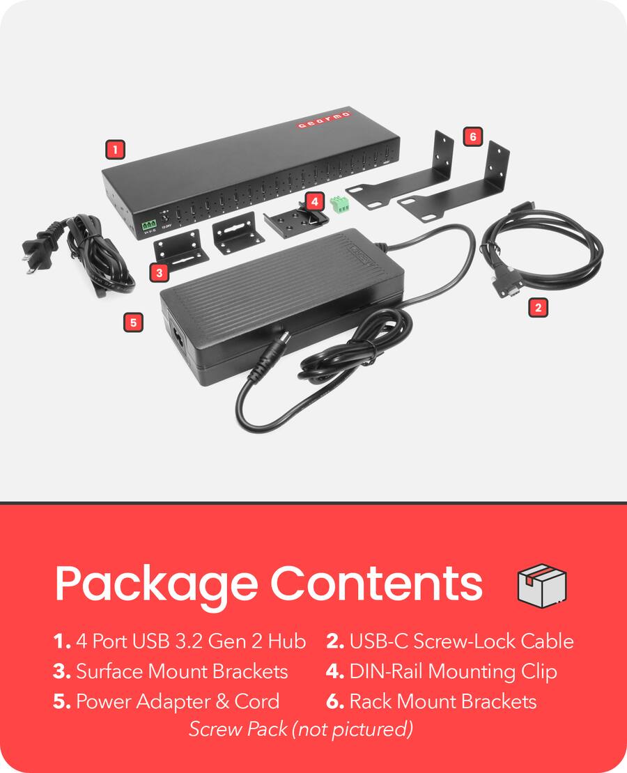 Gearmo 16 Port USB 3.2 Gen 2 Type C Hub 10Gbps ESD Surge Protection ...