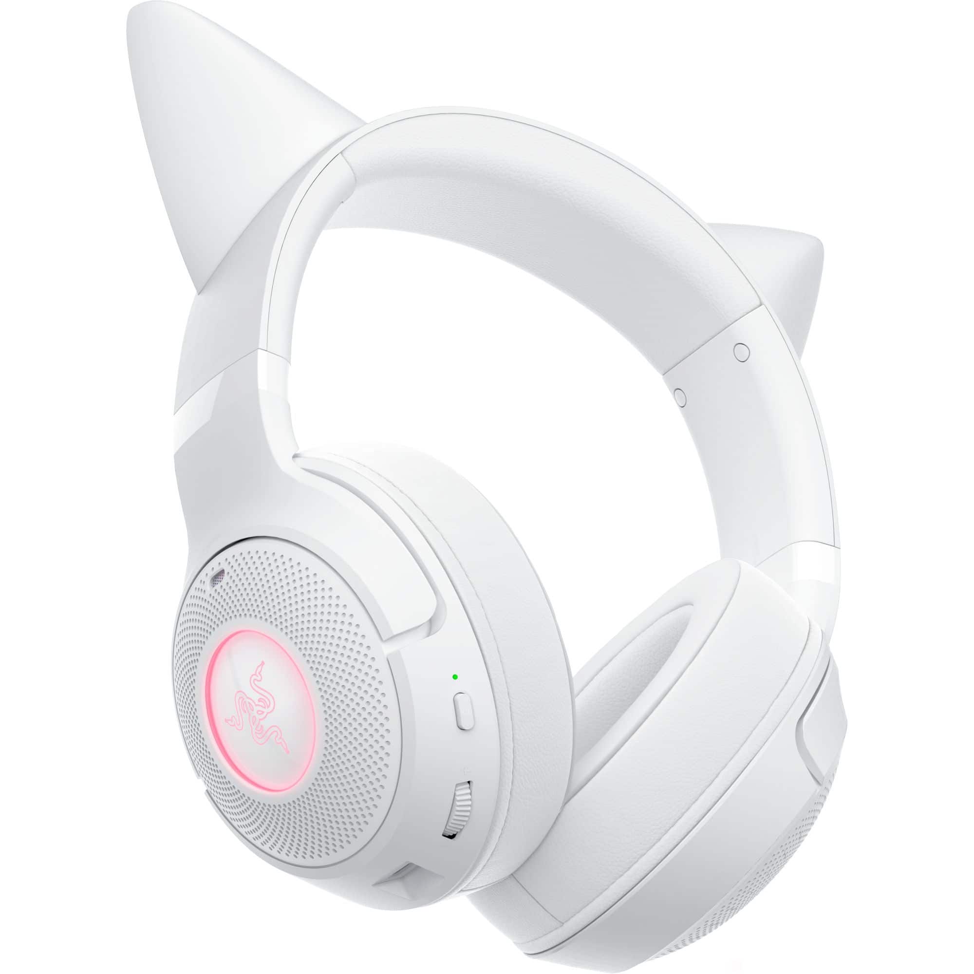 Alt View 5. Razer - Kraken Kitty V2 Bluetooth Wireless Over-the-Ear Gaming Headset for PC, Mac, Playstation, Nintendo Switch, Steam Deck - White.