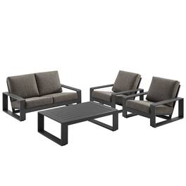Modway - Lirienne 4-Piece Outdoor Patio Aluminum Furniture Set - Powder-Coated Frame, Foam-Cushioned Seats - Smoke