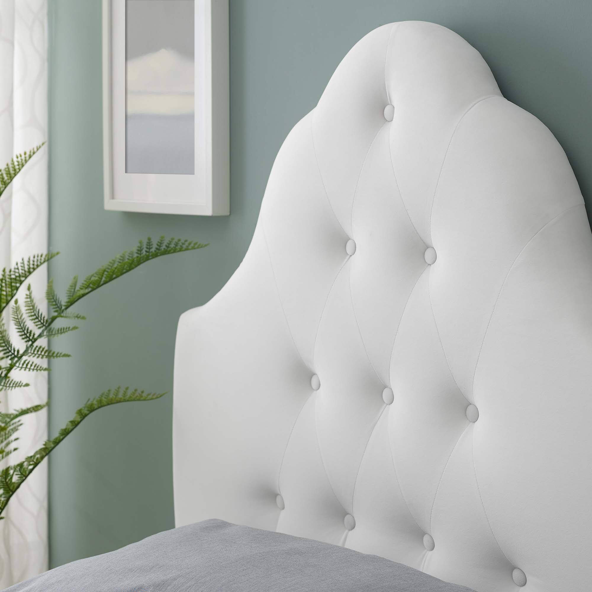 Alt View 3. Modway - Sovereign Diamond Tufted Performance Velvet Twin Headboard by Modway - White.