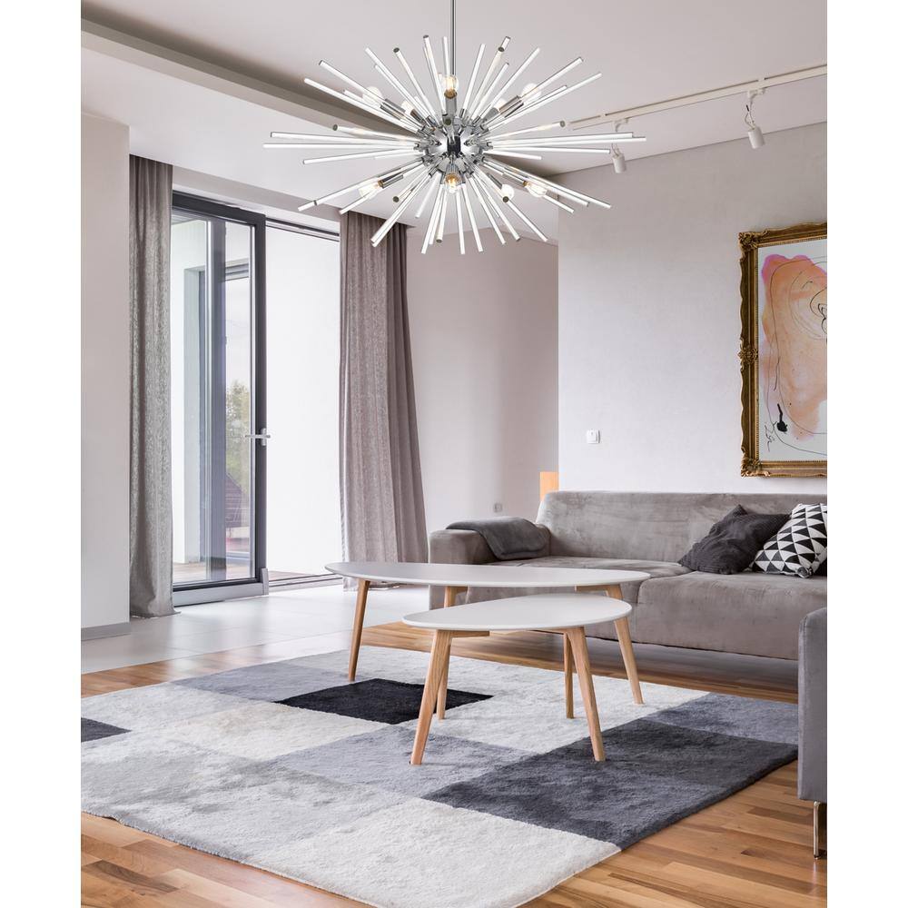 Alt View 2. Elegant Lighting - Sienna 32 inch crystal rod pendant in chrome - Chrome.