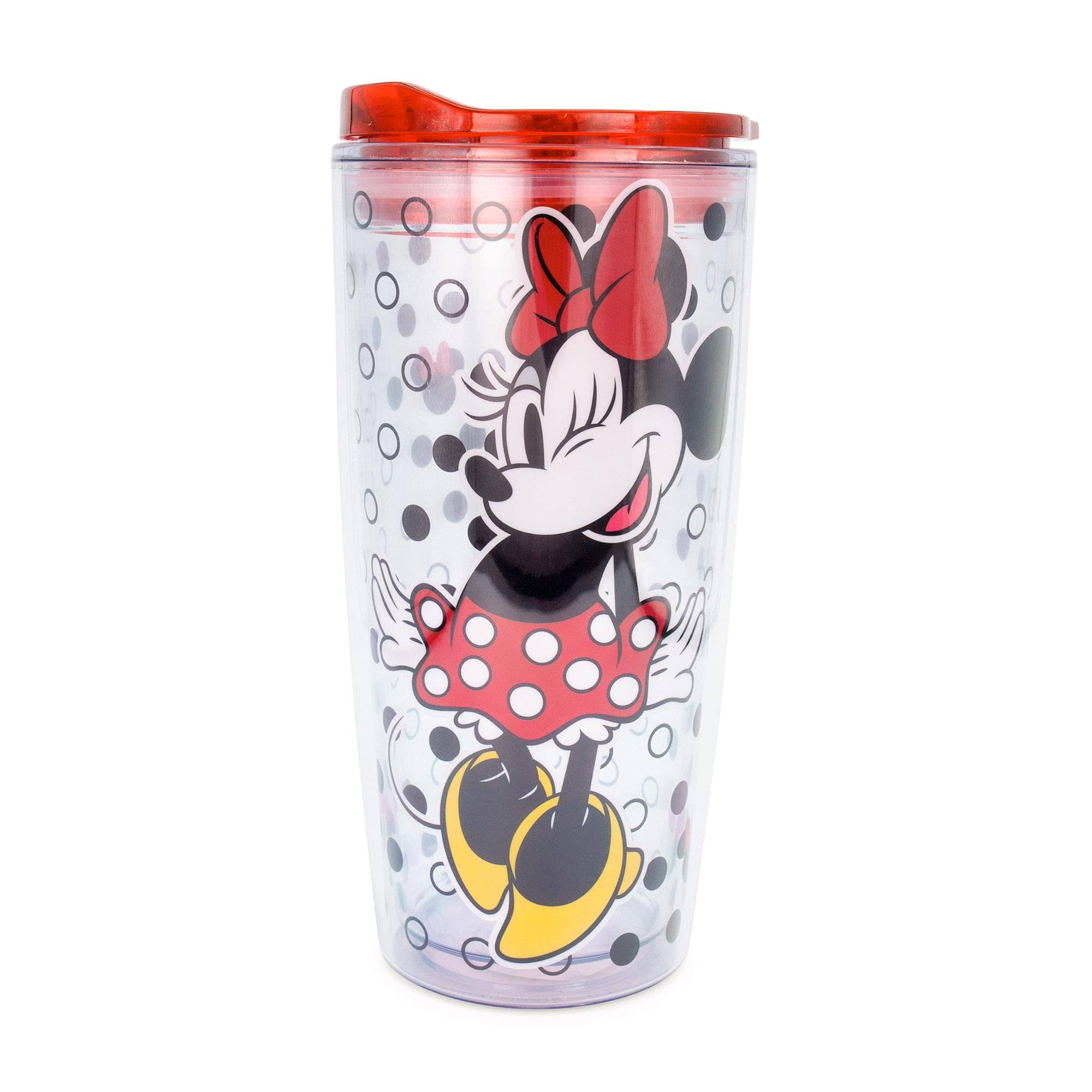 Front. Disney - Disney Minnie Mouse Travel Tumbler with Slide Close Lid | Holds 20 Ounces - Red.