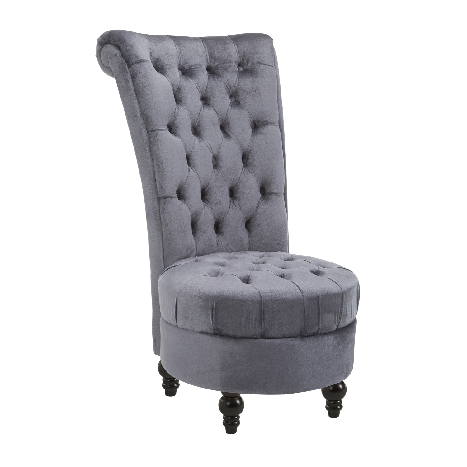 Homcom - High Back Armless Accent Chair, Fabric Upholstered Tufted Chair for Living Room - Gray