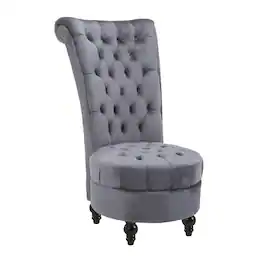 Homcom - High Back Armless Accent Chair, Fabric Upholstered Tufted Chair for Living Room - Gray